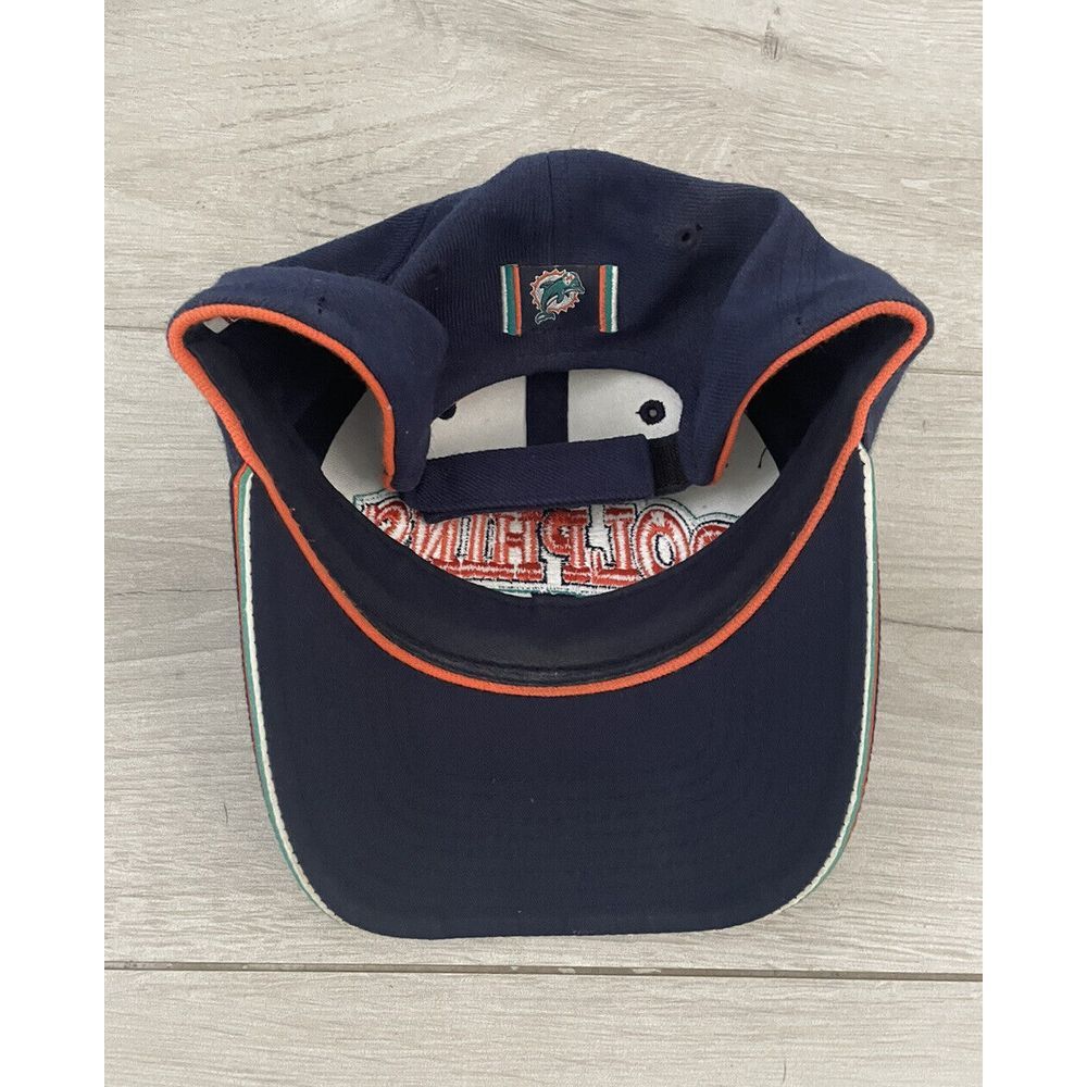 Vtg Miami Dolphins NFL American Needle Navy Blue Wool Blend Strapback Hat Cap - Picture 3 of 8